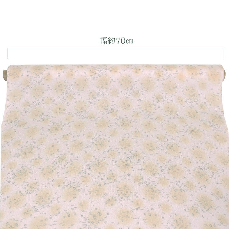 ちりめん生地 丸ぼかしに芝と桜 10cm単位 切り売り