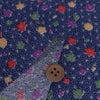 ちりめん生地 麻の葉に小花(紺) 10cm単位 切り売り