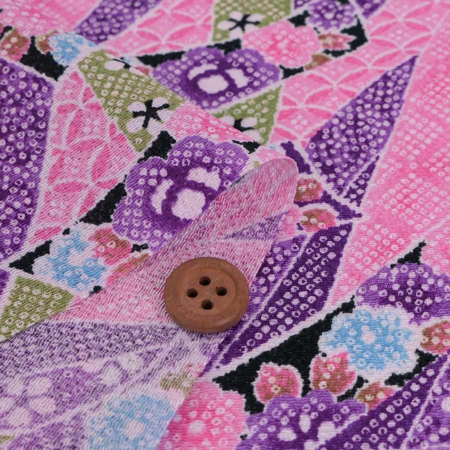 ちりめん生地 のしめ短冊(紫) 