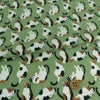 ちりめん生地・みけねこ(灰緑)