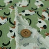 ちりめん生地・みけねこ(灰緑)