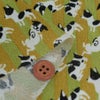 ちりめん生地 縞にフレンチブルドッグ(カーキ) １ｍ単位