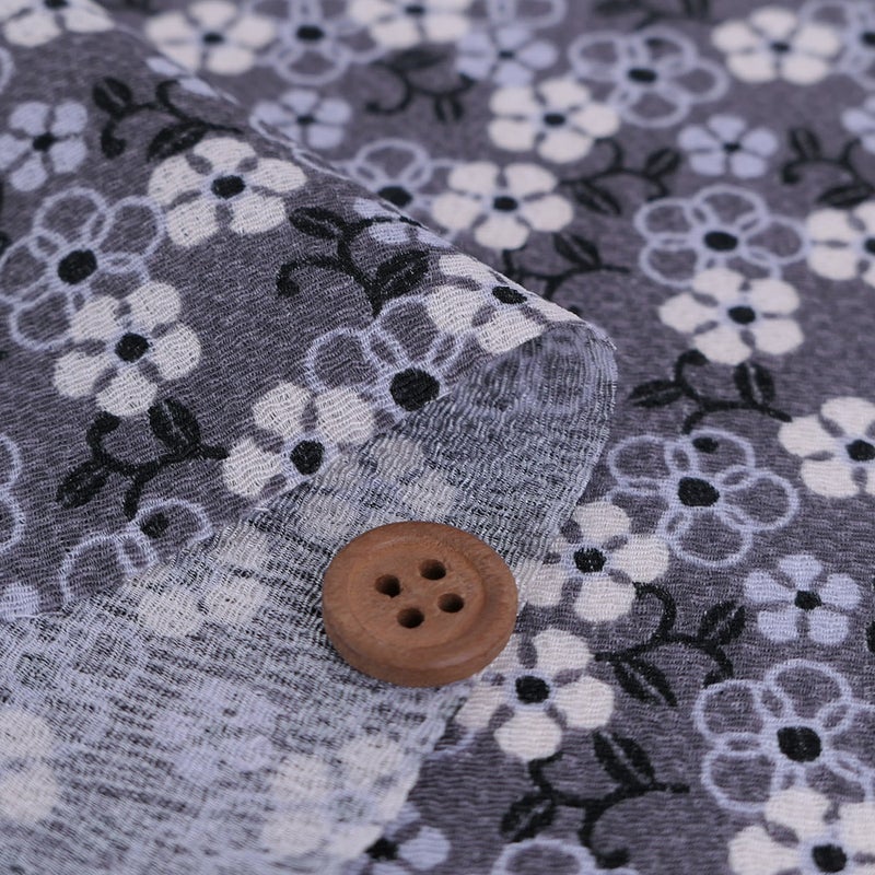 ちりめん生地 つる花(モノトーン)