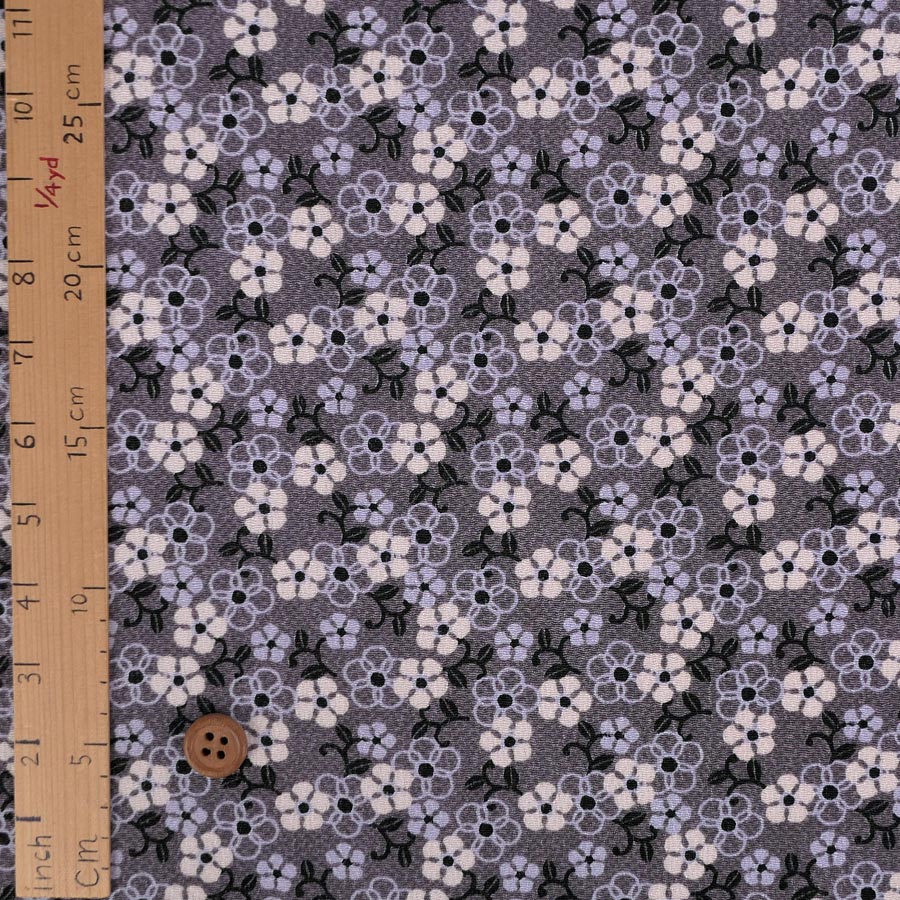 ちりめん生地 つる花(モノトーン)