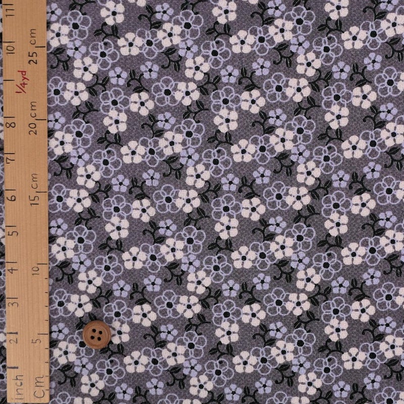 ちりめん生地 つる花(モノトーン)