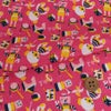 ちりめん生地 おもちゃのパレード(ピンク) １ｍ単位