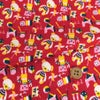 ちりめん生地 おもちゃのパレード(赤) １ｍ単位