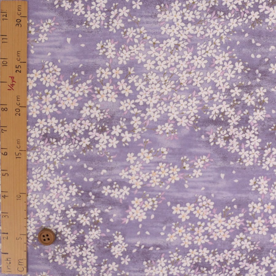  和柄コットン生地 桜空 小柄 ブロード(薄むらさき)