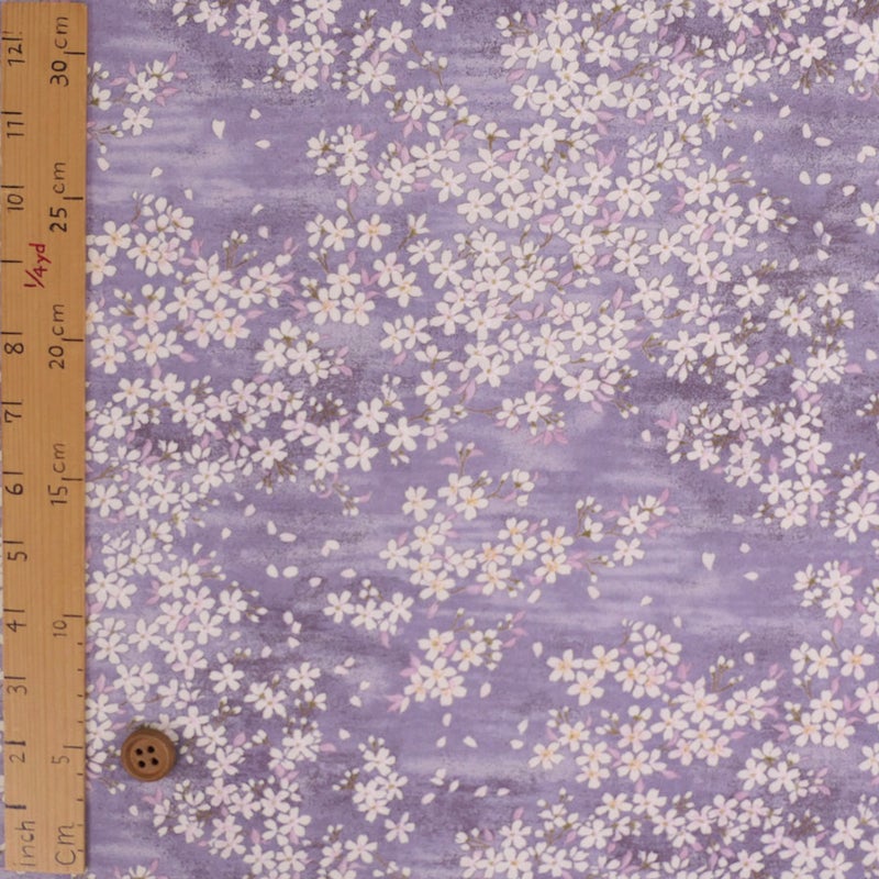  和柄コットン生地 桜空 小柄 ブロード(薄むらさき)