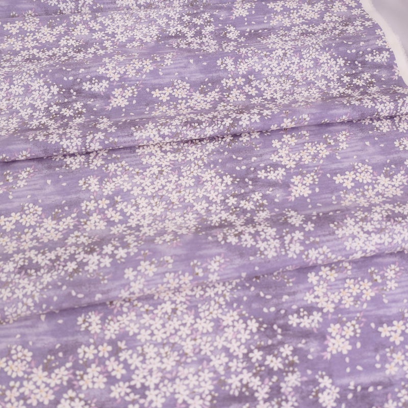  和柄コットン生地 桜空 小柄 ブロード(薄むらさき)