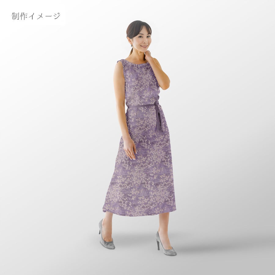  和柄コットン生地 桜空 小柄 ブロード(薄むらさき)