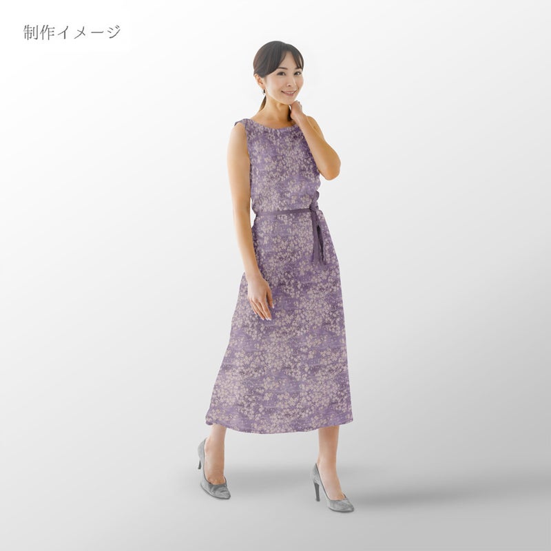  和柄コットン生地 桜空 小柄 ブロード(薄むらさき)