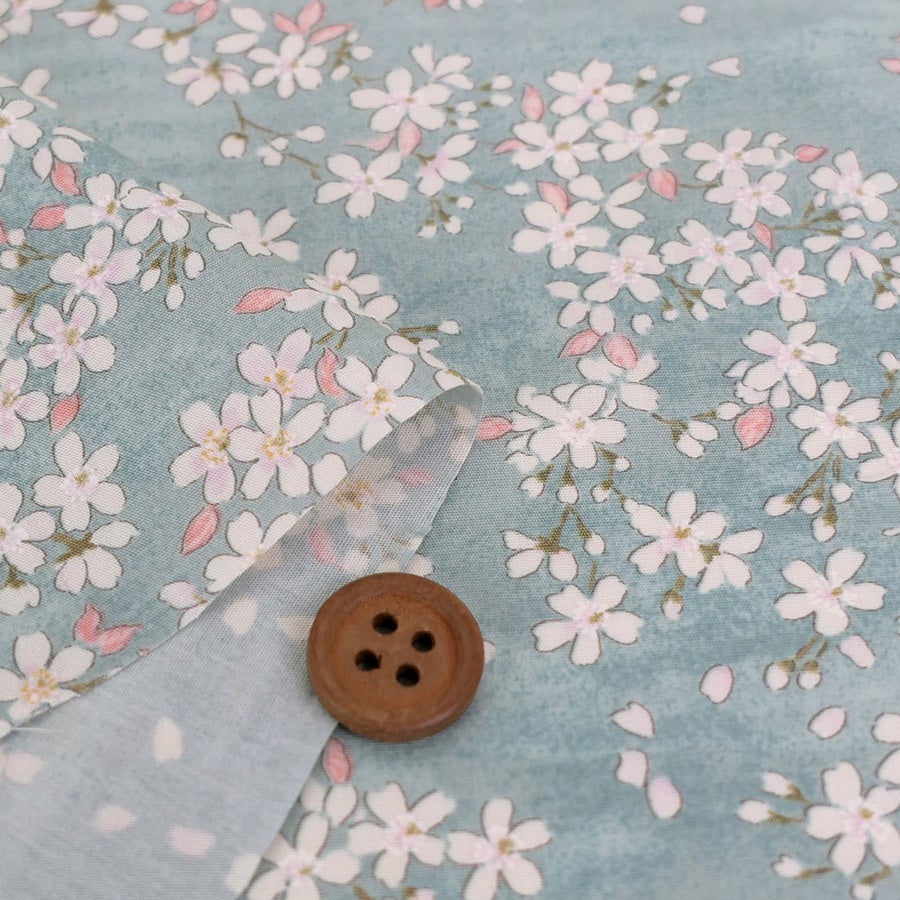 和柄コットン生地 桜空 小柄 ブロード(薄あさぎ)
