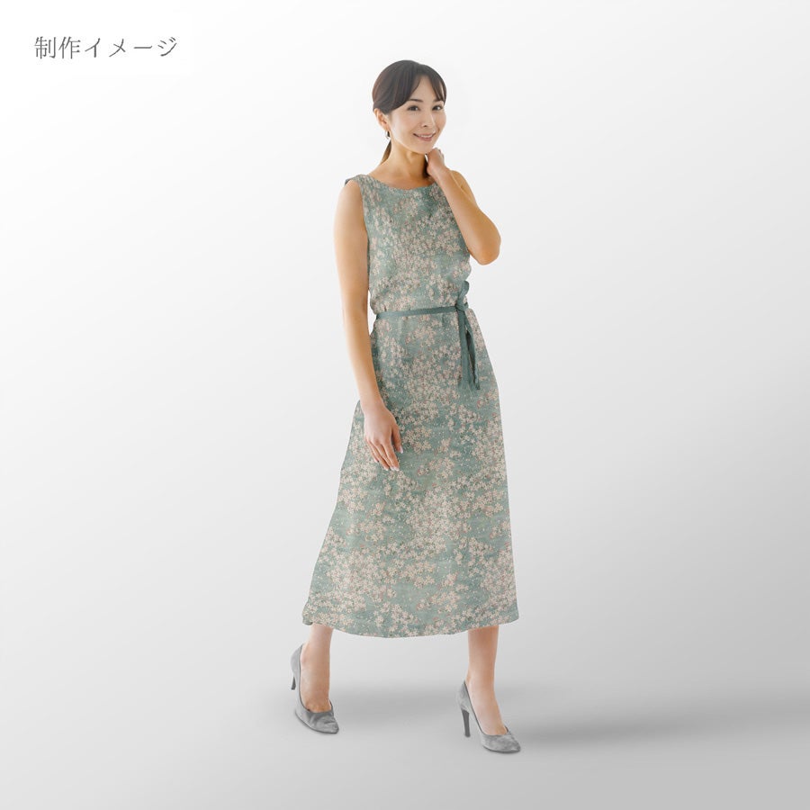 和柄コットン生地 桜空 小柄 ブロード(薄あさぎ)
