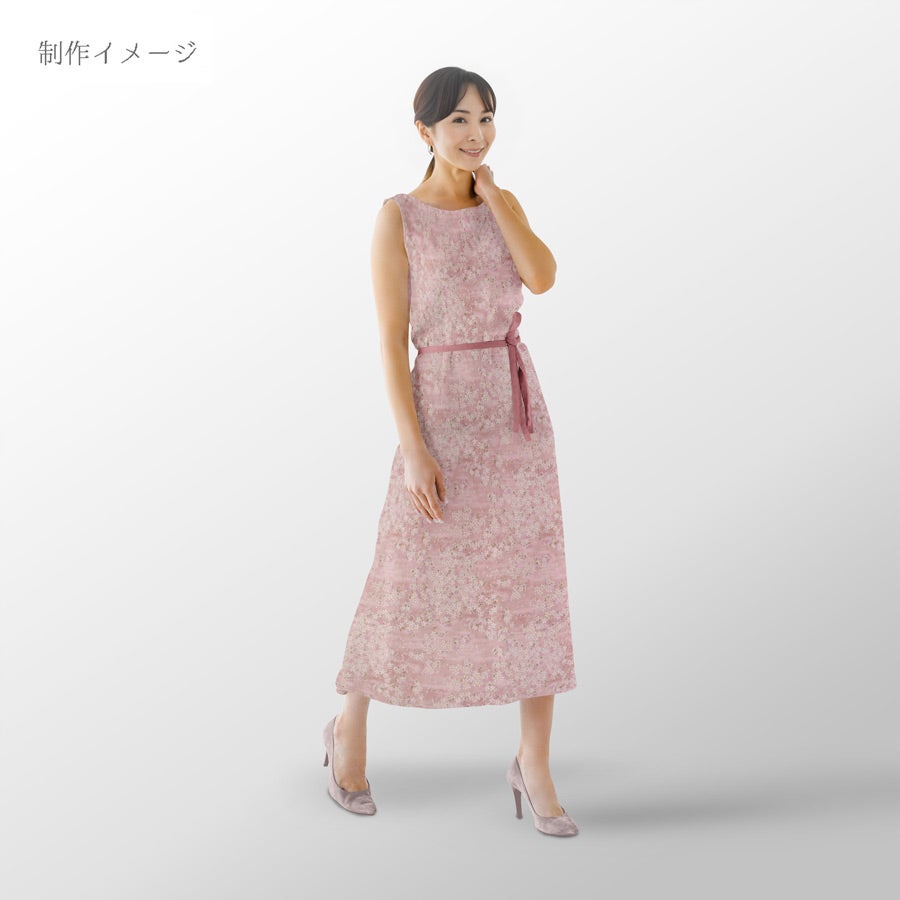 和柄コットン生地 桜空 小柄 ブロード(桃色)