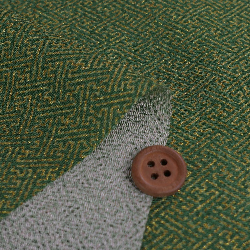ちりめん生地 小さな金のさやがた(緑)