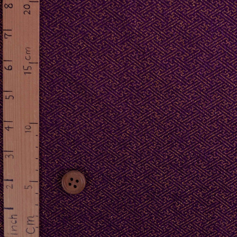 ちりめん生地 小さな金のさやがた(深紫)